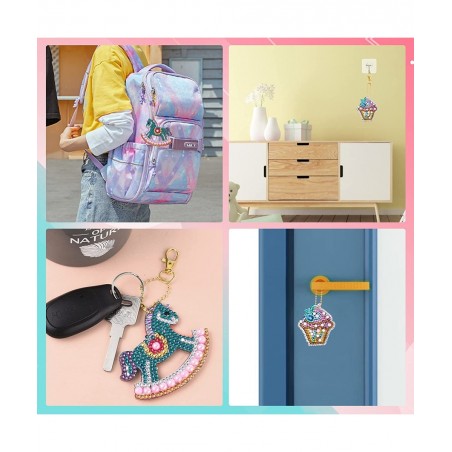 Diamond Art Painting Kits for Kids Sticky Mosaics Keychains Creativity Crafts for Beginners Girls $17.38 Craft Kits