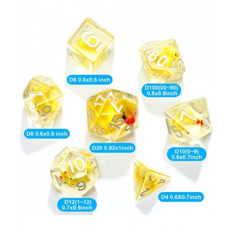 14-Die Rubber Ducks Dice Resin Polyhedral Dice Set Filled with Animal Ice Duck Dice Cool Rubber Ducks Dice Translucent Cute D...