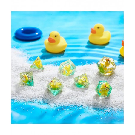 14-Die Rubber Ducks Dice Resin Polyhedral Dice Set Filled with Animal Ice Duck Dice Cool Rubber Ducks Dice Translucent Cute D...