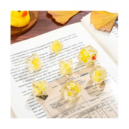 14-Die Rubber Ducks Dice Resin Polyhedral Dice Set Filled with Animal Ice Duck Dice Cool Rubber Ducks Dice Translucent Cute D...