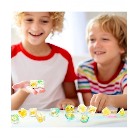 14-Die Rubber Ducks Dice Resin Polyhedral Dice Set Filled with Animal Ice Duck Dice Cool Rubber Ducks Dice Translucent Cute D...