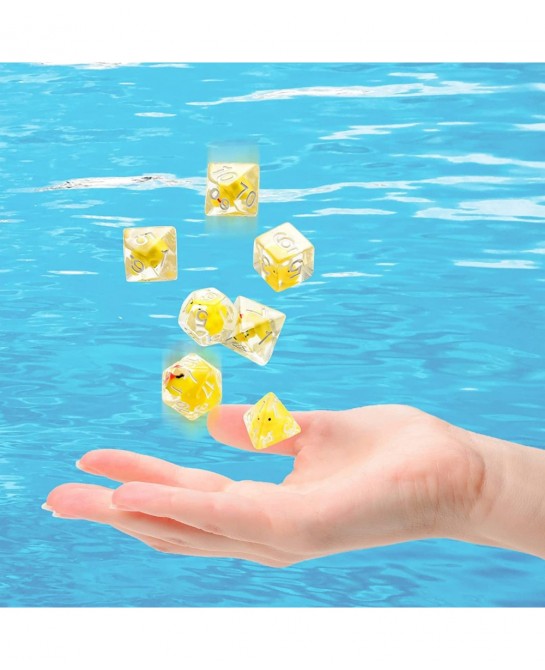 14-Die Rubber Ducks Dice Resin Polyhedral Dice Set Filled with Animal Ice Duck Dice Cool Rubber Ducks Dice Translucent Cute D...