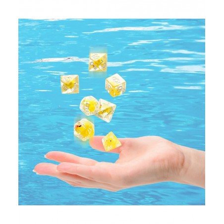 14-Die Rubber Ducks Dice Resin Polyhedral Dice Set Filled with Animal Ice Duck Dice Cool Rubber Ducks Dice Translucent Cute D...