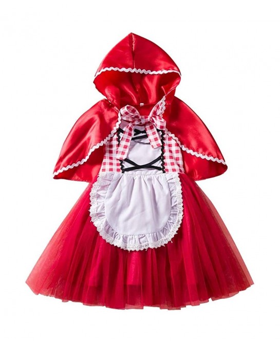 Little Red Riding Hood Costume for Girls Dress Cape Cloak Halloween Cosplay Kid Deluxe Storybook Fairy Tale Outfit Set $33.60...