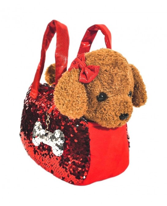 Plush Dog Pet Carrier Set with Purse with Reversible Sequins & Charm - Labradoodle Stuffed Animal Puppy for Girls - Cute Plus...
