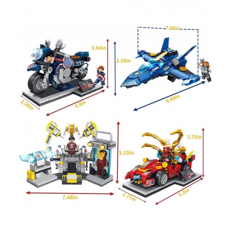 Set of 3 Hero Series Mini Figures Building Blocks Kit Assembled Action Figures Toy Set for Christmas Birthday and Fan Collect...