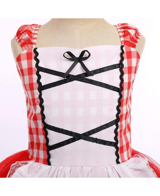 Little Red Riding Hood Costume for Girls Dress Cape Cloak Halloween Cosplay Kid Deluxe Storybook Fairy Tale Outfit Set $33.60...