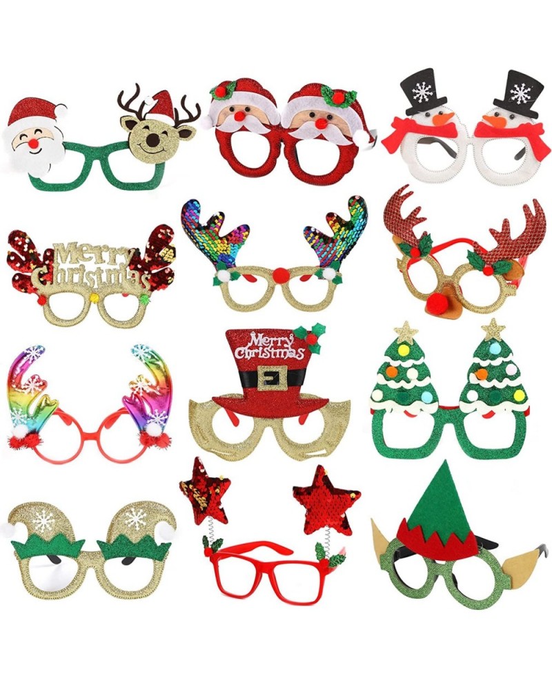 12Pcs Cute Christmas Glasses Costume Glitter Photos Booth Eyeglasses for Christmas Parties Holiday Favors . $26.77 Kids' Part...