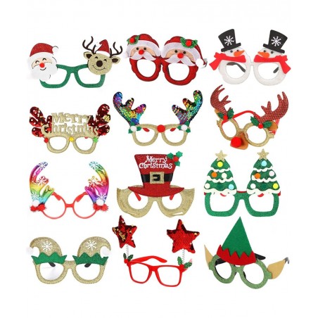12Pcs Cute Christmas Glasses Costume Glitter Photos Booth Eyeglasses for Christmas Parties Holiday Favors . $26.77 Kids' Part...