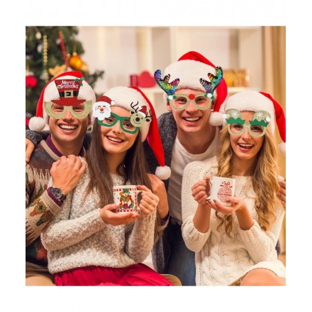 12Pcs Cute Christmas Glasses Costume Glitter Photos Booth Eyeglasses for Christmas Parties Holiday Favors . $26.77 Kids' Part...