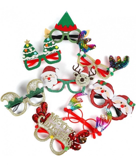 12Pcs Cute Christmas Glasses Costume Glitter Photos Booth Eyeglasses for Christmas Parties Holiday Favors . $26.77 Kids' Part...