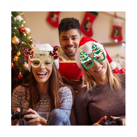 12Pcs Cute Christmas Glasses Costume Glitter Photos Booth Eyeglasses for Christmas Parties Holiday Favors . $26.77 Kids' Part...