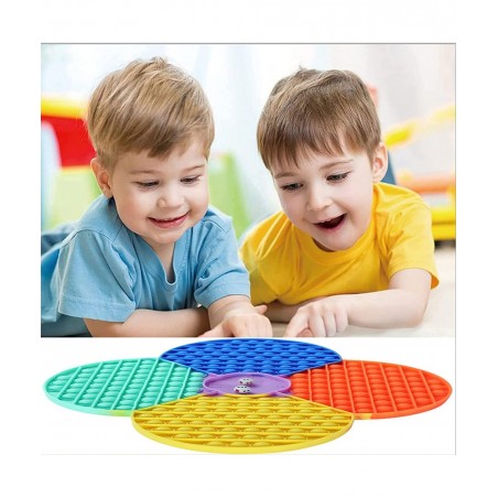 Big Size 2-4 Players Petal Shaped Fidget Toy Pop Chess Board Game with 2 Dices Pop Rainbow Fidget Popper Toy Push Bubble Fidg...