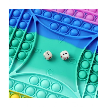 Big Size 2-4 Players Petal Shaped Fidget Toy Pop Chess Board Game with 2 Dices Pop Rainbow Fidget Popper Toy Push Bubble Fidg...