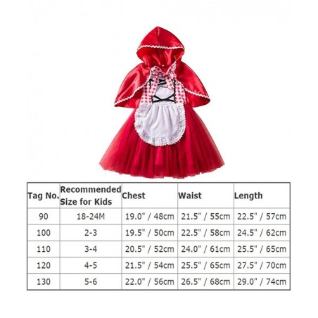 Little Red Riding Hood Costume for Girls Dress Cape Cloak Halloween Cosplay Kid Deluxe Storybook Fairy Tale Outfit Set $33.60...