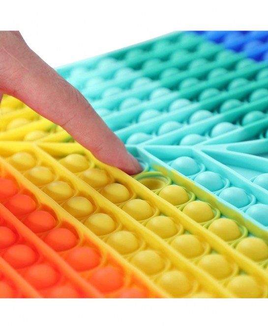 Big Size 2-4 Players Petal Shaped Fidget Toy Pop Chess Board Game with 2 Dices Pop Rainbow Fidget Popper Toy Push Bubble Fidg...