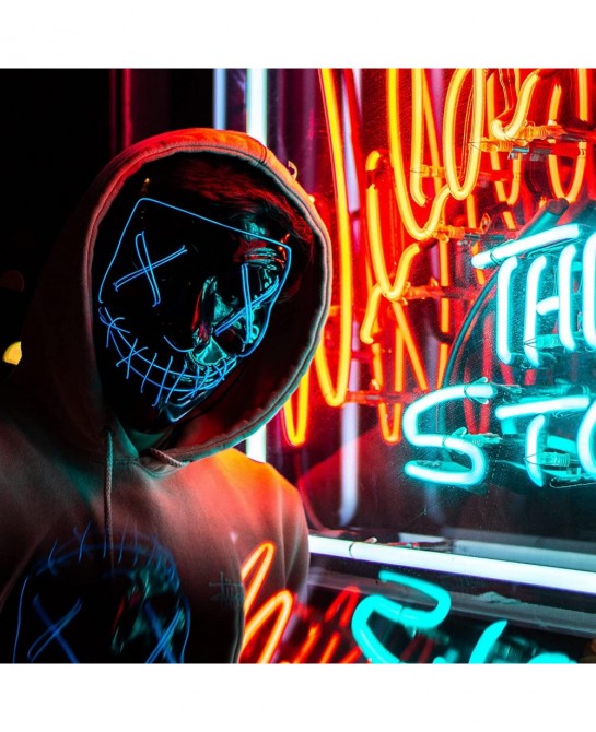 Halloween Mask Light Up Hacker Purge Mask Scary LED Mask for Cosplay Costumes Festival Carnival Party Gifts Kids Men Women $2...