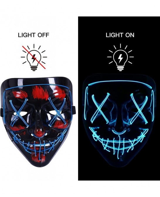 Halloween Mask Light Up Hacker Purge Mask Scary LED Mask for Cosplay Costumes Festival Carnival Party Gifts Kids Men Women $2...