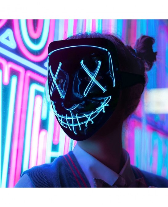 Halloween Mask Light Up Hacker Purge Mask Scary LED Mask for Cosplay Costumes Festival Carnival Party Gifts Kids Men Women $2...