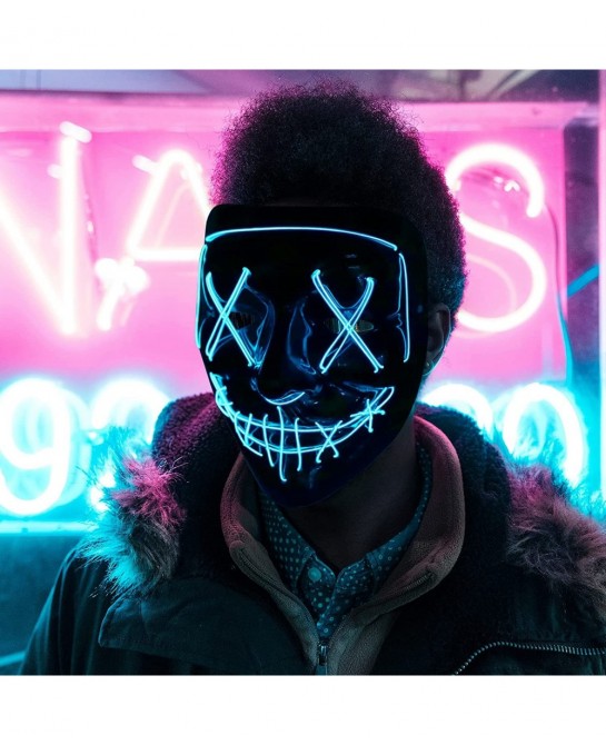 Halloween Mask Light Up Hacker Purge Mask Scary LED Mask for Cosplay Costumes Festival Carnival Party Gifts Kids Men Women $2...