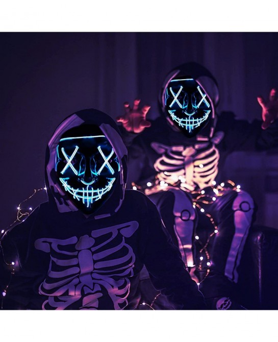 Halloween Mask Light Up Hacker Purge Mask Scary LED Mask for Cosplay Costumes Festival Carnival Party Gifts Kids Men Women $2...