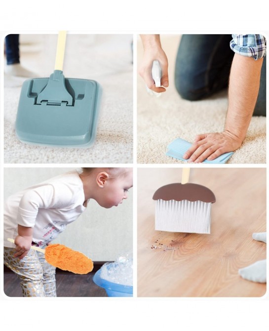 10 Pcs Cleaning Toys Play Set for Kids Aged 3 4 5 6 7 8 9 10 Educational Durable Detachable Housekeeping Broom Dustpan Mops S...