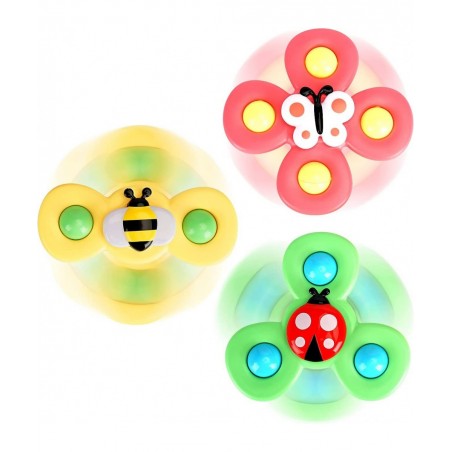 3PCS Suction cup spinner toys for 1 2 Year old boys|Spinning top baby toys 12-18 months|First birthday baby gifts for 1 Year ...