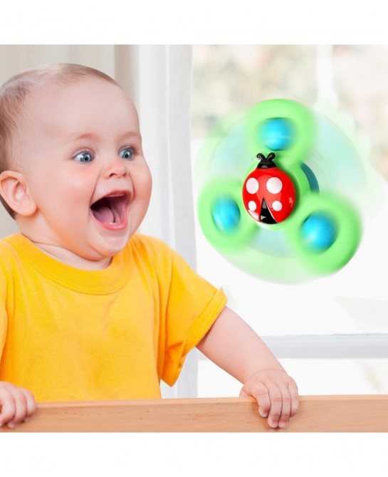 3PCS Suction cup spinner toys for 1 2 Year old boys|Spinning top baby toys 12-18 months|First birthday baby gifts for 1 Year ...
