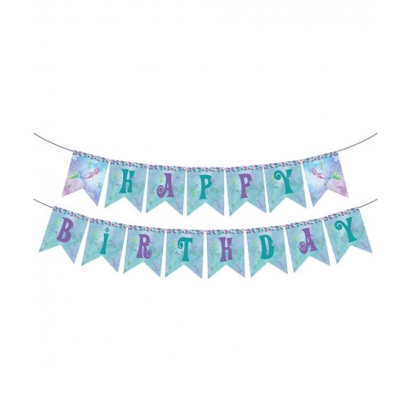 Mermaid Birthday Banner Party Supplies Serves 8–Mermaid Dinner Plates Dessert Plates Mermaid Banner Cups and Napkins(61PCS) $...