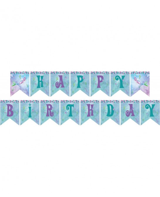 Mermaid Birthday Banner Party Supplies Serves 8–Mermaid Dinner Plates Dessert Plates Mermaid Banner Cups and Napkins(61PCS) $...