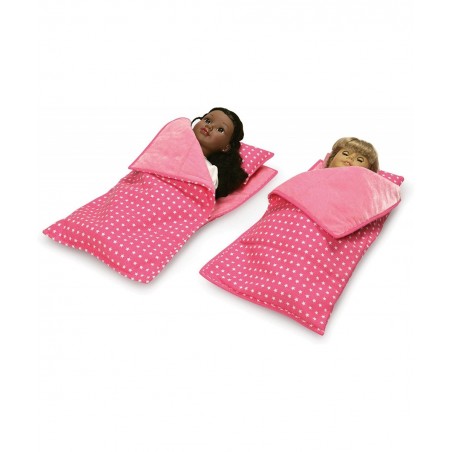 Double Trolley Doll Carrier with Two Sleeping Bags and Pillows (fits18 inch Dolls) Pink/White $63.04 Doll Accessories