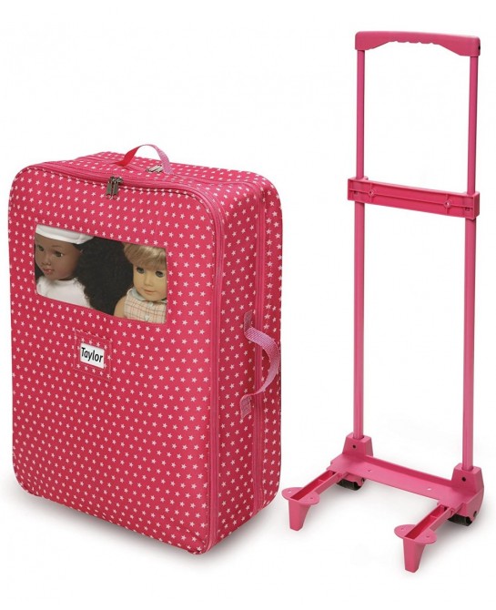 Double Trolley Doll Carrier with Two Sleeping Bags and Pillows (fits18 inch Dolls) Pink/White $63.04 Doll Accessories