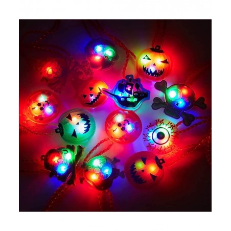 Halloween LED Light Up Neckalce for Kids Adults Flashing Necklace Birthday Party Favors Blinking Soft Rubber Decorations Asso...