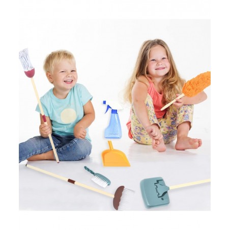 10 Pcs Cleaning Toys Play Set for Kids Aged 3 4 5 6 7 8 9 10 Educational Durable Detachable Housekeeping Broom Dustpan Mops S...