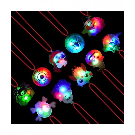 Halloween LED Light Up Neckalce for Kids Adults Flashing Necklace Birthday Party Favors Blinking Soft Rubber Decorations Asso...