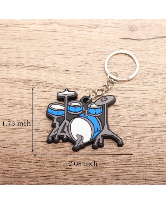 18 Pcs Miniature Musical Instrument Keychains Metal Key Rings with Assorted Creative Rubber Instrument for Music Party Favors...