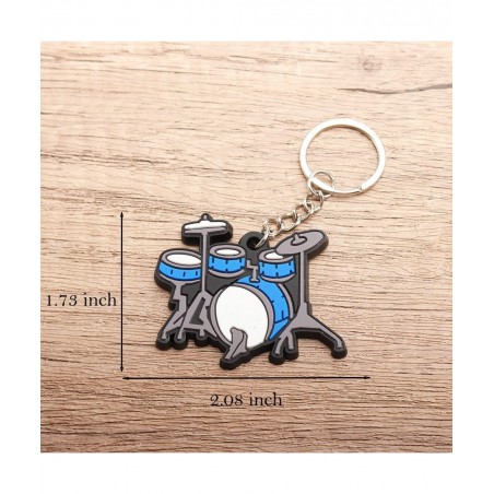 18 Pcs Miniature Musical Instrument Keychains Metal Key Rings with Assorted Creative Rubber Instrument for Music Party Favors...
