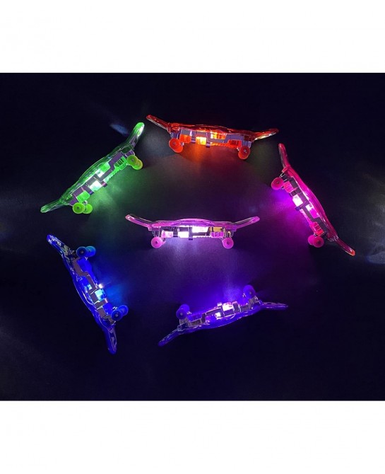 Lighted-Up Finger Skateboards - Finger Board Toys for Kids - Set of 6 Toy - Mini Skateboard Pack 6pcs - Gifts for Children Fi...
