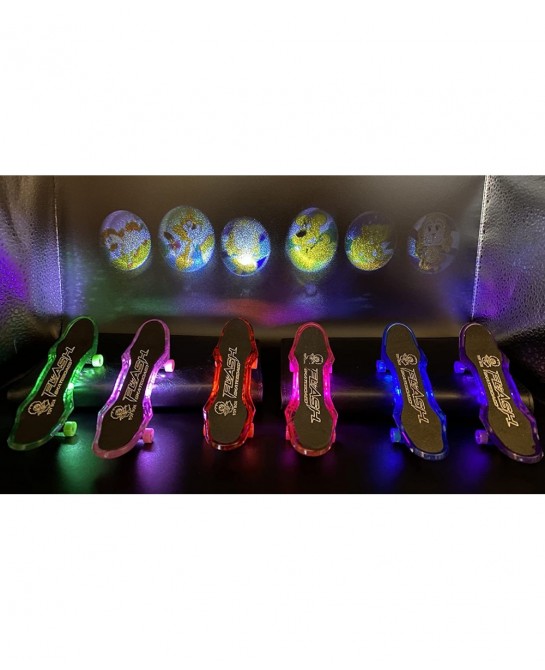 Lighted-Up Finger Skateboards - Finger Board Toys for Kids - Set of 6 Toy - Mini Skateboard Pack 6pcs - Gifts for Children Fi...
