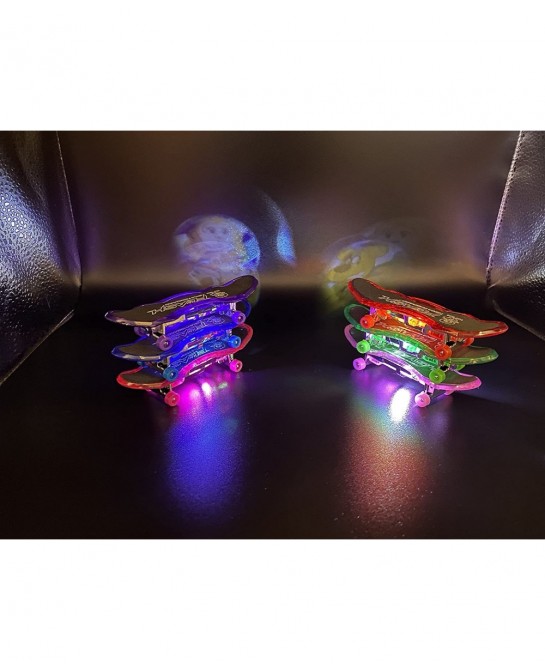 Lighted-Up Finger Skateboards - Finger Board Toys for Kids - Set of 6 Toy - Mini Skateboard Pack 6pcs - Gifts for Children Fi...