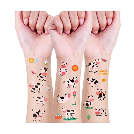 24 Sheets Cow Temporary Tattoos Birthday Decorations Cow Party Favors $17.48 Kids' Party Favor Sets