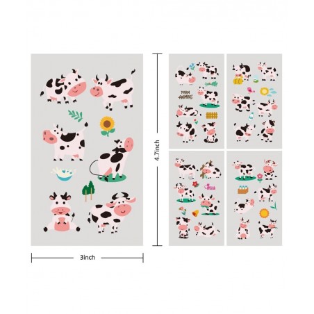 24 Sheets Cow Temporary Tattoos Birthday Decorations Cow Party Favors $17.48 Kids' Party Favor Sets