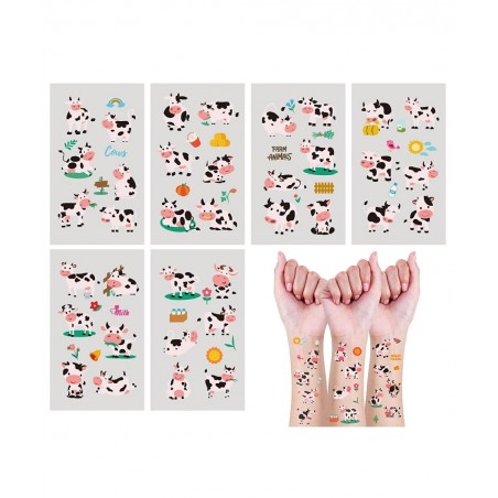 24 Sheets Cow Temporary Tattoos Birthday Decorations Cow Party Favors $17.48 Kids' Party Favor Sets