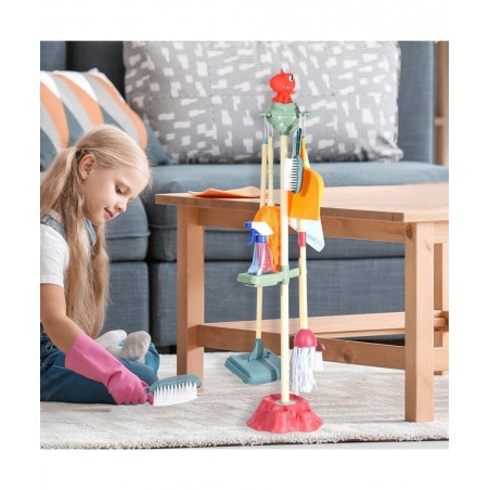 10 Pcs Cleaning Toys Play Set for Kids Aged 3 4 5 6 7 8 9 10 Educational Durable Detachable Housekeeping Broom Dustpan Mops S...