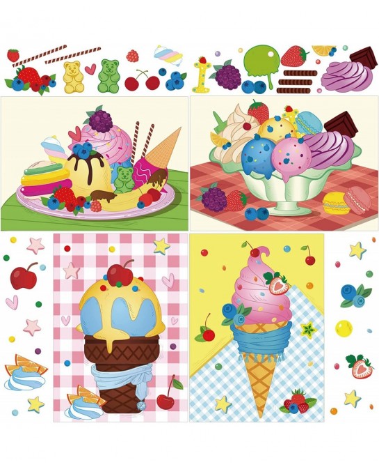 24 Sheets Make Your Own Stickers Ice Cream Party Games Mix and Match Dessert Decals Favor Supplies for Kids DIY Ice Cream Sti...