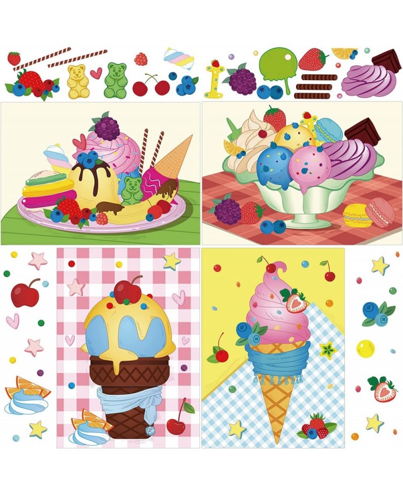 24 Sheets Make Your Own Stickers Ice Cream Party Games Mix and Match Dessert Decals Favor Supplies for Kids DIY Ice Cream Sti...