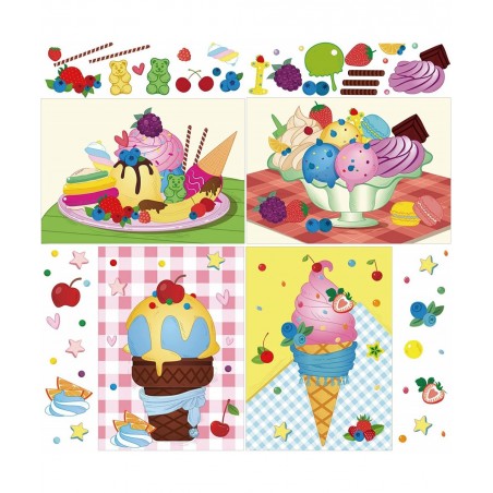 24 Sheets Make Your Own Stickers Ice Cream Party Games Mix and Match Dessert Decals Favor Supplies for Kids DIY Ice Cream Sti...