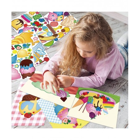 24 Sheets Make Your Own Stickers Ice Cream Party Games Mix and Match Dessert Decals Favor Supplies for Kids DIY Ice Cream Sti...