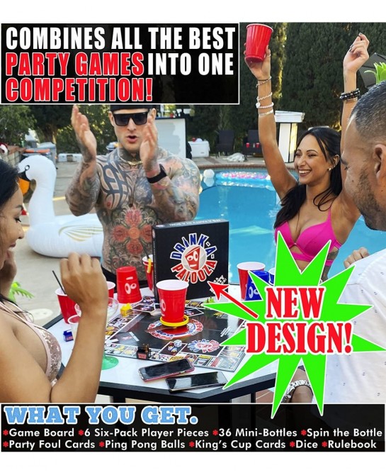 Board Games: Party Drinking Games for Adults - Game Night Party Games | Fun Adult Beer Games Gift with Beer Pong + Flip Cup +...