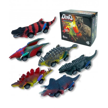 6 Pack Dinosaur Cars Toys for 3-5 Year Old Boys | Dinosaur Toys for Kids - Dino Toy Cars with Dinosaur Monster Car & Truck Bu...